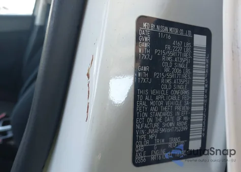 2017 Nissan Juke S z USA, uszkodzony, nr VIN JN8AF5MV6HT752399